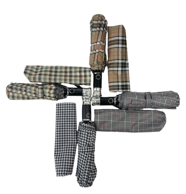 3 Falte Pongee mit Platten Schirm Schirm mit Metallrahmen und automatischem Griff