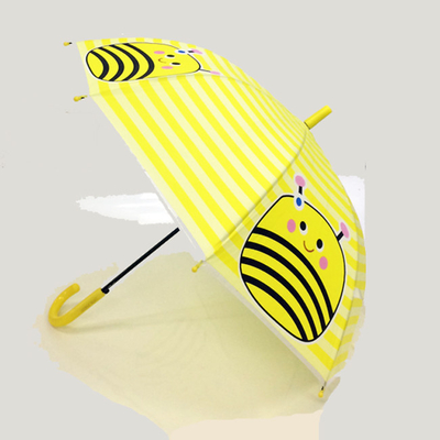 Cute Bienen Kompaktes Regenschirm für Kinder Chome Plattiert Rahmen Erdbeergriff Customized Logo