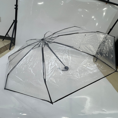 21 Zoll 5 Klappbedeckung Transparenter Regenschirm für Regen Manuelle offene Funktion