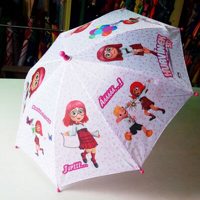 Kinder-Kompaktschirm mit Plastikgriff und offenem Durchmesser unter 90 cm mit anpassbarem Druck für Kinder