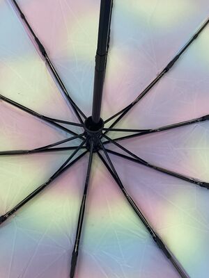 Vollautomatischer faltbarer Regenschirm verstärkte Rippen gegen Umkippen UPF50 UV-Schutz 3-fach Reise