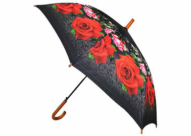 DIY personifiziertes Auto-offenes Stock-Regenschirm-Schwarzes mit Rot fertigen kundenspezifisch an