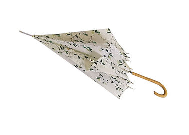 Kleiner gerader Knochen-hölzerner Stock-Druckregenschirm, Damen-automatischer Regenschirm