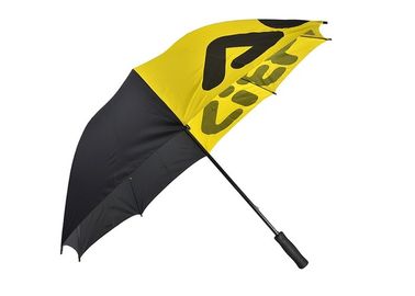 Rohseide-schwarze gelbe fördernde Golf-Regenschirm-Anti-UVgesamtlänge 101cm