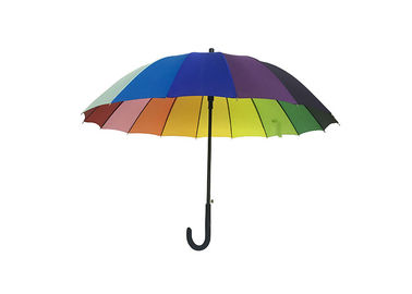 16 Rippen-Regenbogen-Farbfördernde Golf-Regenschirm-stärkerer Metallrahmen