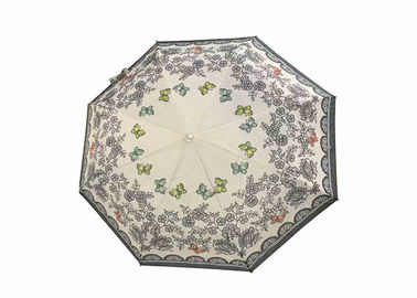 21 Zoll 8 versieht Blumen-faltbares Regenschirm-Polyester-/Rohseide-Gewebe kundengebundenes Logo mit Rippen