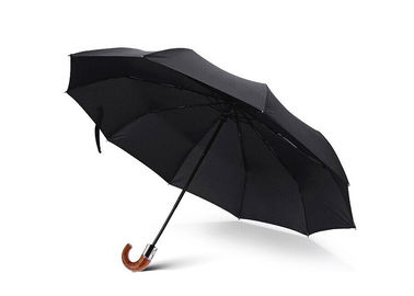 Schwarzer Stock-Regenschirm, Miniregenschirm für Reise-Klima-RPET aufbereitetes Gewebe