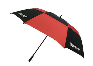 Schwarzer roter doppelter Überdachungs-windundurchlässiger Golf-Regenschirm-Wind-beständiger Griff-Kunststoffgriff
