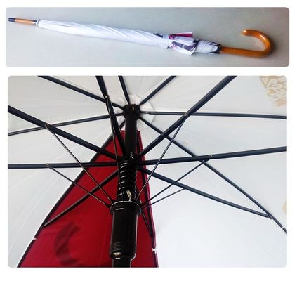 Hölzerne J-Griff-hölzerne Wellen-gerader Falten-Regenschirm