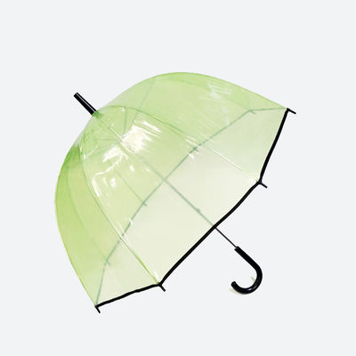 Gerader transparenter Hauben-Regenschirm POE mit J-Form-Griff