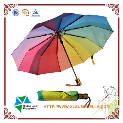 Windundurchlässige faltender Regenschirm des Regenbogen-zwei mit 8mm Metallwelle