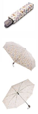 Bunte Metallwellen-faltbarer Regenschirm des Blatt-Muster-8mm für Frauen