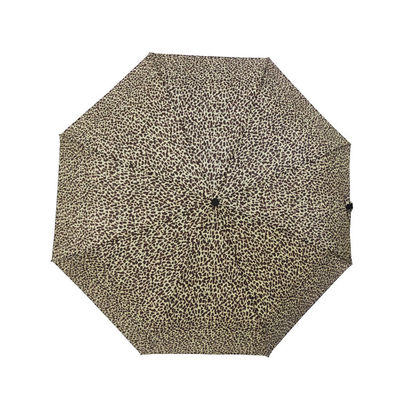 Kompakter Falten-Regenschirm des Leopard-Polyester-190T drei