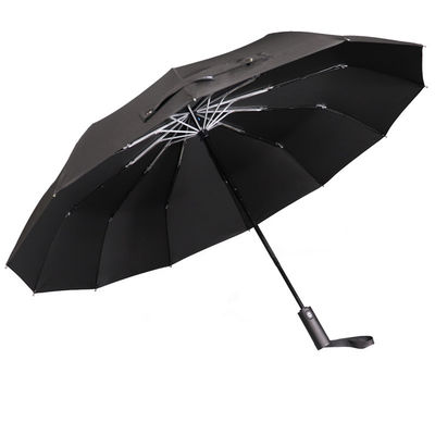 12 Falten-Regenschirm der Platten-Geschäfts-Rohseide-Abdeckungs-drei automatisch