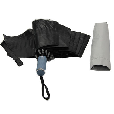 Schwarze UVfaltender Regenschirm-offener Selbstabschluß der beschichtungs-drei für Frauen
