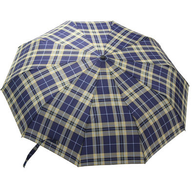 Überprüfen Sie und streifen Sie faltbaren Regenschirm des Metallwellen-Rohseide-Gewebe-3 für Männer