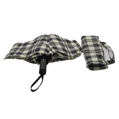 Schwarze weiße des Gitter-8mm faltender Regenschirm-automatischer offener Abschluss Metallder wellen-drei