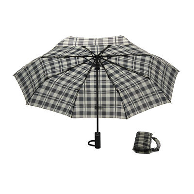 Schwarze weiße des Gitter-8mm faltender Regenschirm-automatischer offener Abschluss Metallder wellen-drei