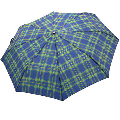 Automatische offene nahe grüne faltender Regenschirm des Streifen-Gitter-Regenschirm-drei für Männer