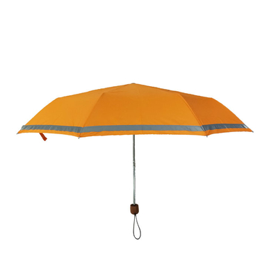 3 faltender manueller offener 21in windundurchlässiger Regenschirm mit Holzgriff