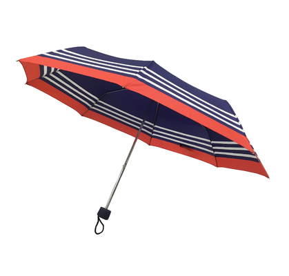 Blauer Streifen-Zink-Rahmen-Rohseide-faltbarer Regenschirm für Damen