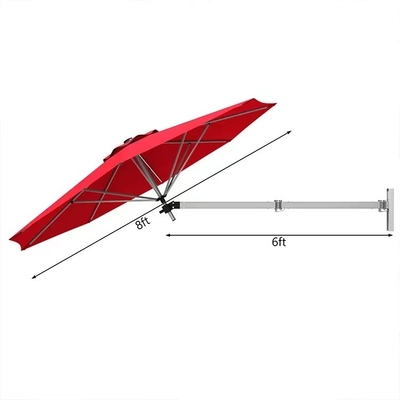 8FT/10FT an der Wand befestigter freitragender Sun Regenschirm mit justierbarem Polen