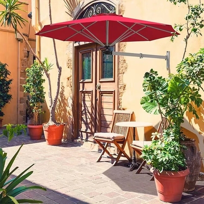 8FT/10FT an der Wand befestigter freitragender Sun Regenschirm mit justierbarem Polen