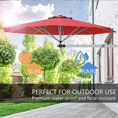8FT/10FT an der Wand befestigter freitragender Sun Regenschirm mit justierbarem Polen