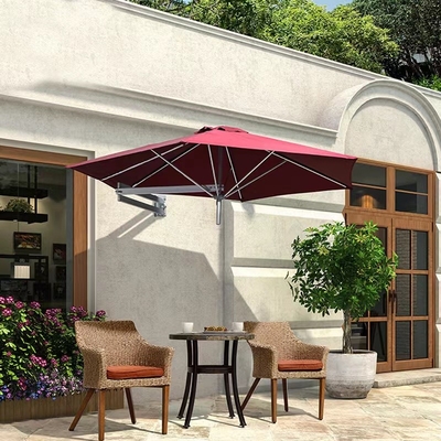 8FT/10FT an der Wand befestigter freitragender Sun Regenschirm mit justierbarem Polen