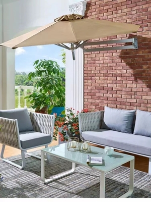 8FT/10FT an der Wand befestigter freitragender Sun Regenschirm mit justierbarem Polen