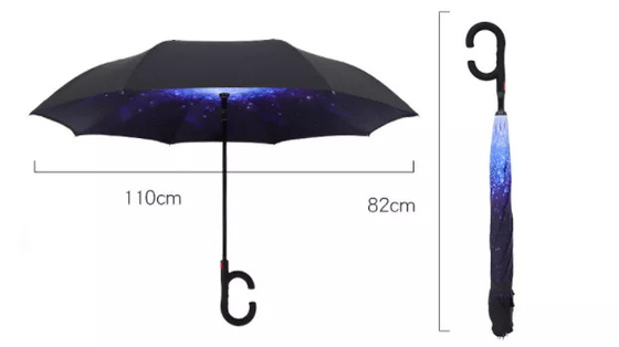Umgewandelte Rückrohseide-umgedrehter Regenschirm innerhalb - heraus der Doppelschicht 23 Zoll