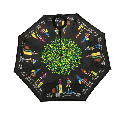 Kundenspezifischer c-Griff-umgekehrte Regenschirm-windundurchlässige RückDoppelschicht
