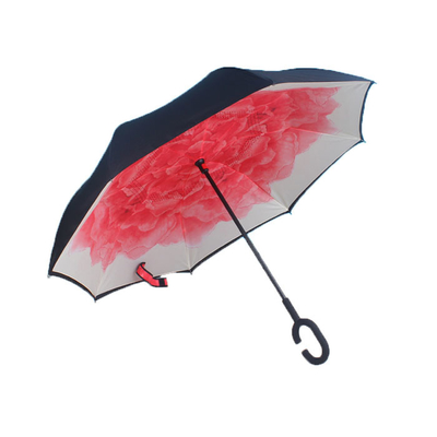 Freier C Griff-umgekehrte Regenschirm-Falten-RückDoppelschicht der Handwindundurchlässig