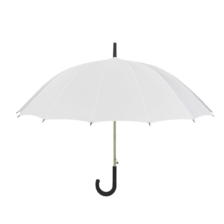 Langer Regenschirm des offenen Regenschirmes weißen Selbststockes des 16 Rippen-Farb