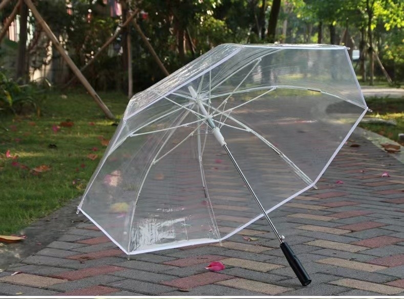 Golf Transparent Schirm mit LED Licht für Regen mit Glasfaser Rippen und Aluminiumwelle,