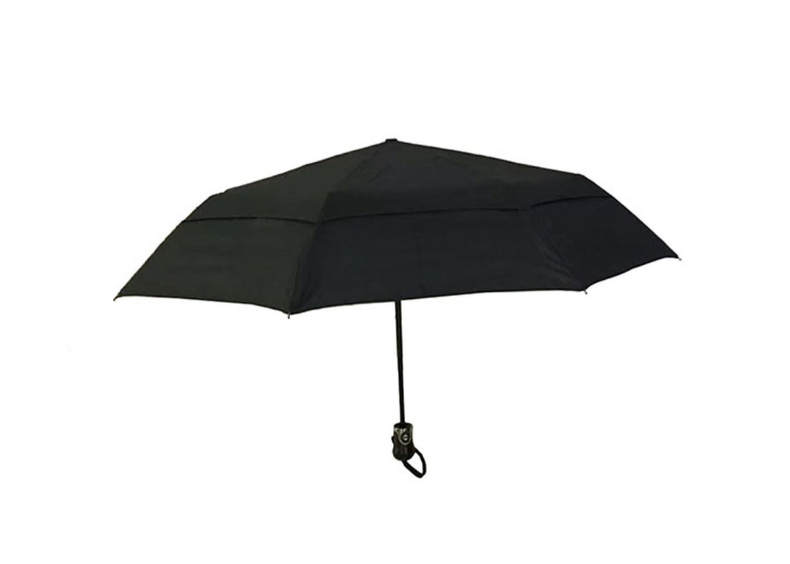 Schwarze starke faltbare Reise-Regenschirm-Doppelschicht für windiges Wetter