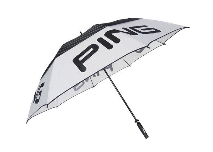 Schwarze weiße windundurchlässige das Golf-Regenschirm-leichter Fiberglas-Rahmen der Männer